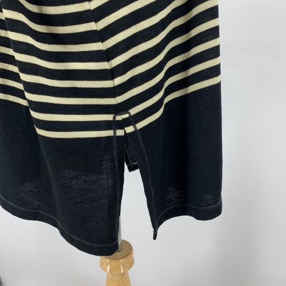 Max Studio Tunic Top Womens 2X Plus Black Sand Boatneck Striped Side Slits Boxy - Picture 6 of 13